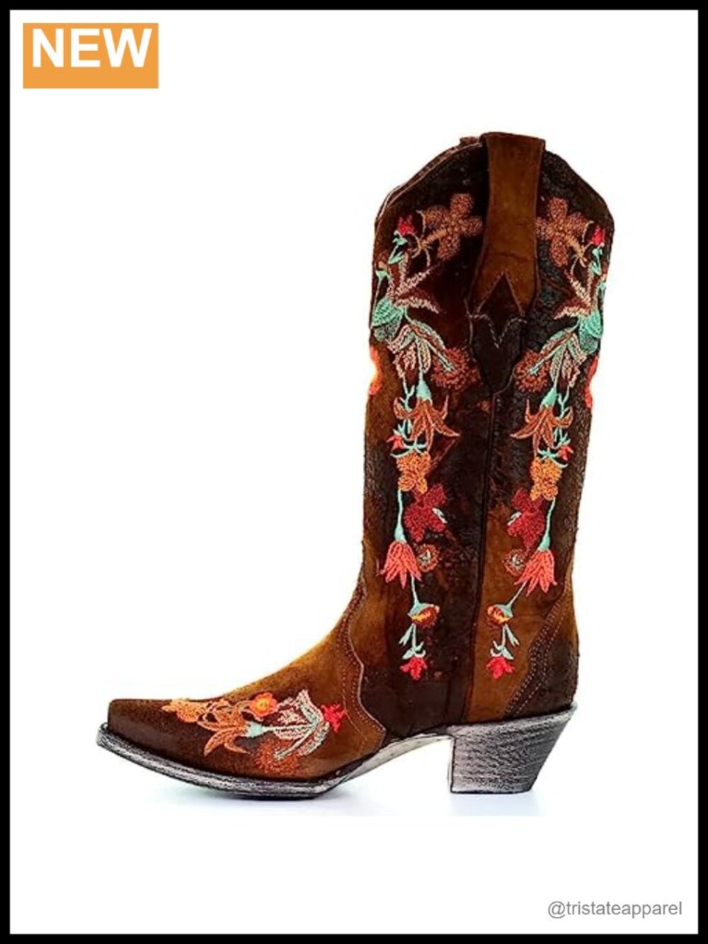 Floral Embroidered Lamb Leather Women's Snip Toe Western Boots